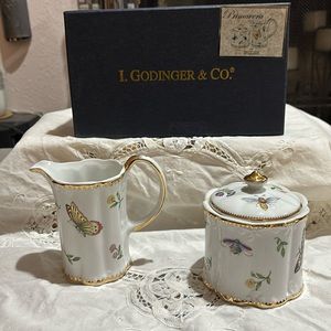 I. Goldinger & Co. Butterfly creamer and sugar set